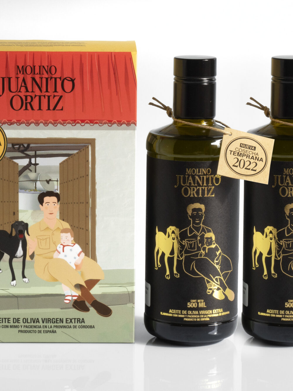 Caja regalo 2 botellas 500 ml AOVE de nueva cosecha Molino Juanito Ortiz